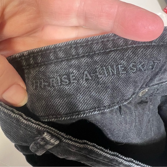 6 American Eagle Black Denim Mini Skirt Button Down Skirt Pockets Hi-Rise A-Line - Picture 13 of 15